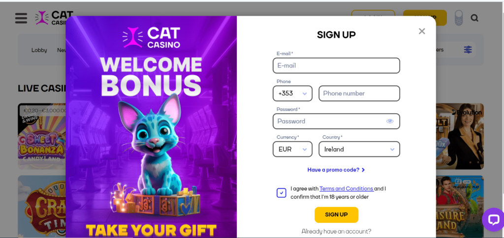 Cat Casino sign up