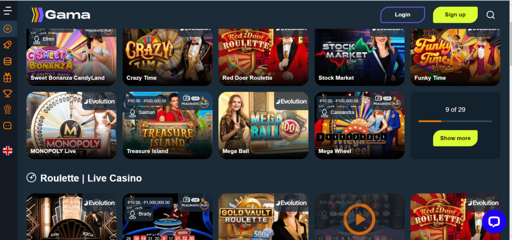 gama casino live casino