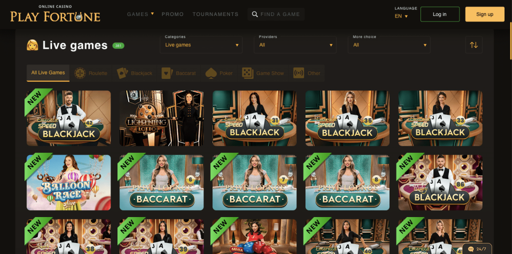 Play Fortune live casino