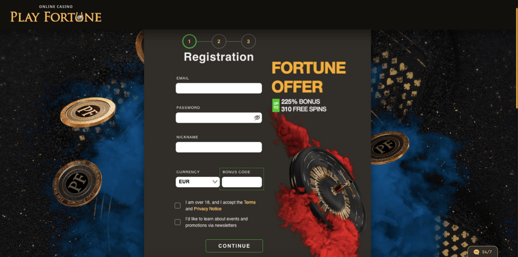 Play Fortune registration